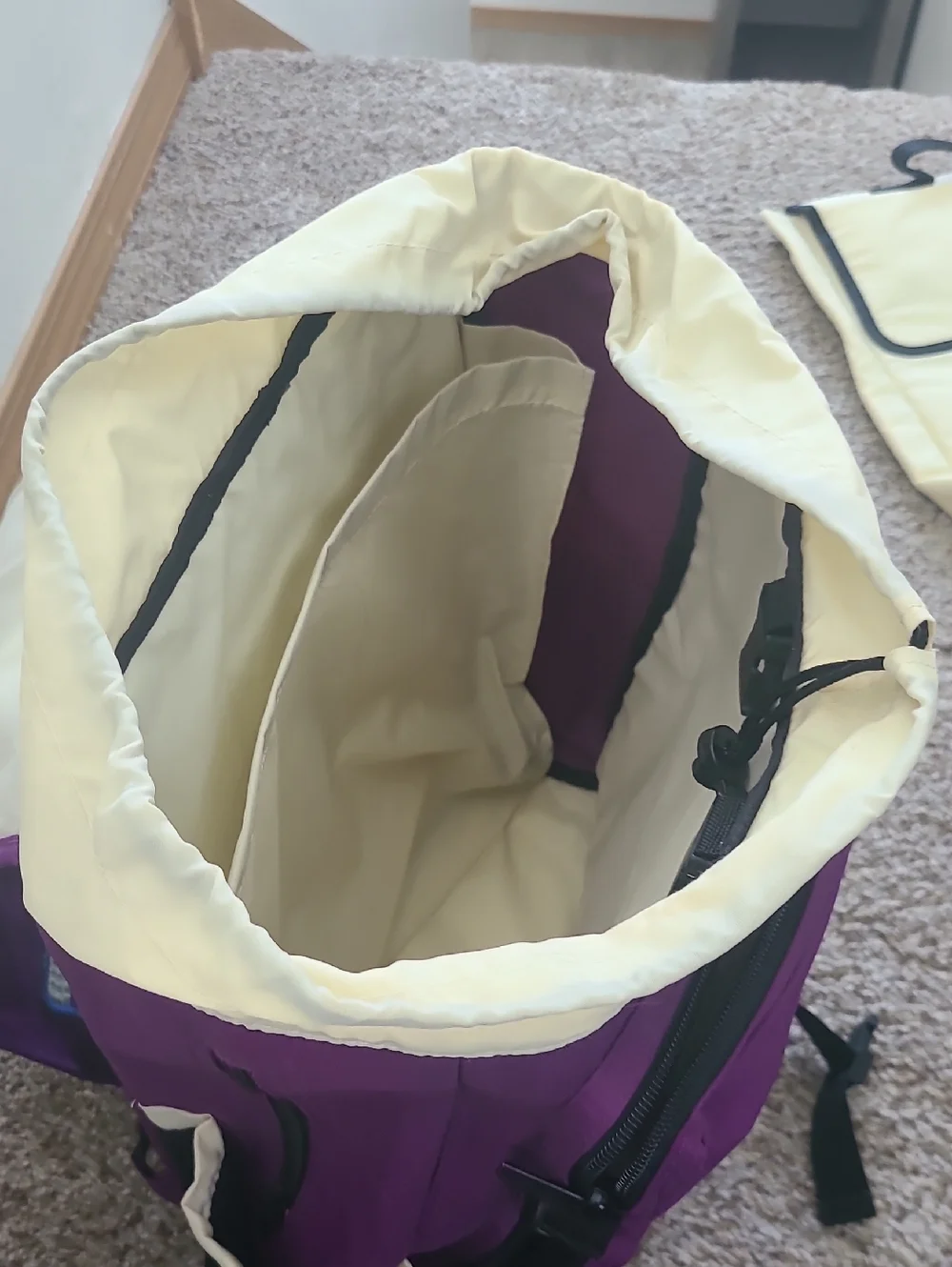 Purple Nylon Backpack with Cream Accents